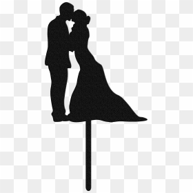 Bluewater Decor Wedding Couple Cake Topper Black - Wedding Cake Topper Clipart, HD Png Download - bride and groom silhouette png