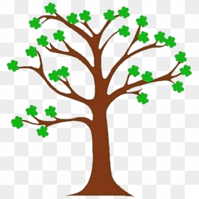 Glitter Clipart Shamrock - Tree With Leaves Clipart Outline, HD Png Download - tree outline png