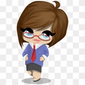 Chibi School Girl Png, Transparent Png - cartoon glasses png