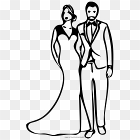 Groom Coloring Pages - Bridegroom, HD Png Download - bride and groom silhouette png