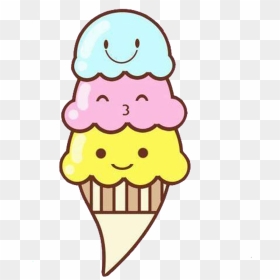 Kawaii Ice Cream Transparent Icecream Food Cute Transparent - Cute Ice Cream Png, Png Download - icecream png