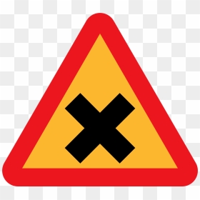 Cross The Road Clipart Graphic Free Clipart - Triangle With X Road Sign, HD Png Download - crossed out png