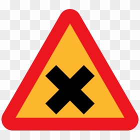 Cross The Road Clipart Graphic Free Clipart - Triangle With X Road Sign, HD Png Download - crossed out png