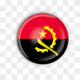 Round Button With Metal Frame - Angola Flag In A Circle, HD Png Download - metal frame png
