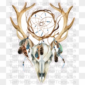 Deer Skull Dreamcatcher , Png Download - Deer Skull Dream Catcher Tattoo, Transparent Png - deer skull png
