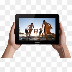 Two Hands Holding Samsung Tablet - Tab In Hands Png, Transparent Png - tab png