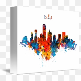 Dallas Watercolor Skyline By Marian Voicu - Graphic Design, HD Png Download - houston skyline outline png