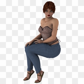 Plus Size Model Sitting, HD Png Download - girl sitting png