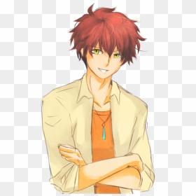 Brown Hair Hair Coloring Black Hair Red Hair - Anime Boy With Black And Red Hair, HD Png Download - red hair png
