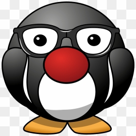 Penguin With Glasses And Clown Nose Clipart - Animated Penguin Transparent Background, HD Png Download - clown nose png