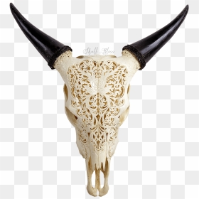 Carved Cow Skull - Carved Real Cow Skull, HD Png Download - deer skull png