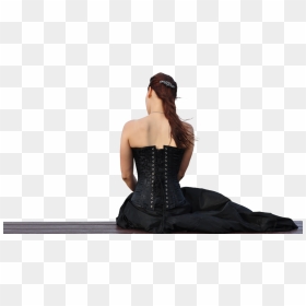 Woman In Dress From Back Png, Transparent Png - girl sitting png