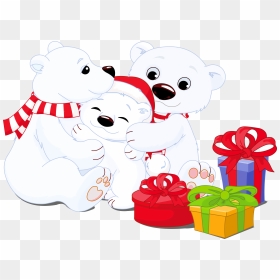 Transparent Polar Bears With Gifts Png Clipart - Christmas Polar Bear Clipart, Png Download - christmas gifts png