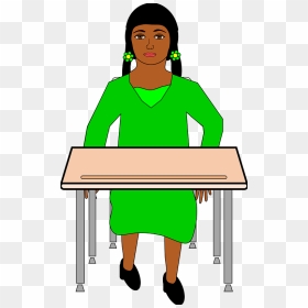 Girl Sitting At The Desk Clipart - Girl Sitting At Desk Clipart, HD Png Download - girl sitting png