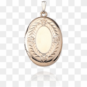 Engraved Flower Wreath Locket - Locket, HD Png Download - white oval png