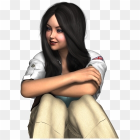 Girl Happy Sitting Pose 3d , Png Download - Girl Happy, Transparent Png - girl sitting png