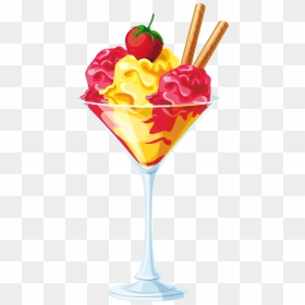 Yellow Red Ice Cream Sundae Transparent Pictureu200b - Drawing Of Icecream Sundae, HD Png Download - icecream png