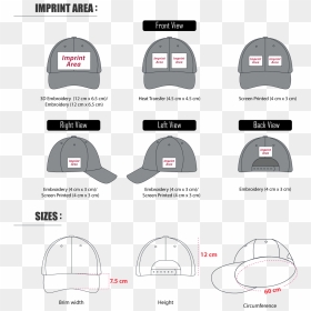 Pen Artwork & Dimensions - Back Of Cap Size Embroidery, HD Png Download - baseball cap png