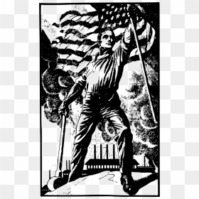 Patriotic Man Factory Clip Arts - Patriotic Vector Black And White, HD Png Download - patriotic png