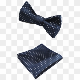 Blue And White Polka Dot Bow Tie And Pocket Square - Tigertie, HD Png Download - white polka dots png