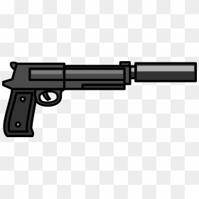 Transparent Pistol Silhouette Png - Pistol With Silencer Clipart, Png Download - gun silhouette png