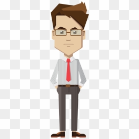Cartoon Businessman Standing And Unhappy - Person Thinking Png Cartoon, Transparent Png - man standing png