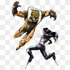 Sabretooth And X 23, HD Png Download - wolverine claws png