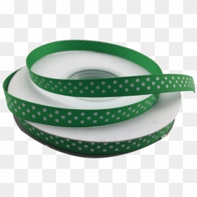 Ribbons [tag] Green And White Polka Dots Grosgrain - Buckle, HD Png Download - white polka dots png