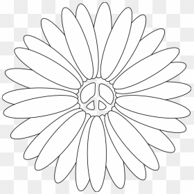 Peace Symbol Peace Sign Flower 32 Black White Line - Mandala Flower Peace Tattoo, HD Png Download - peace symbol png