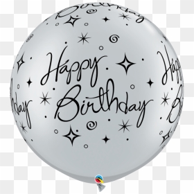 Birthday Sparkles Swirls A Round Silver V=1503449598 - Balloons Happy 30th Birthday Black And White, HD Png Download - white balloons png