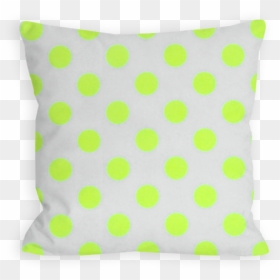 Brilliant Polka Dot White And Neon Yellow Pillow - Cushion, HD Png Download - white polka dots png