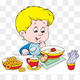 Healthy Breakfast Menu - Boy Eating Breakfast Clipart, HD Png Download - eating png