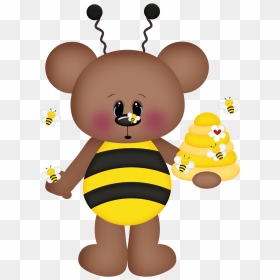 Bee Clipart Bear Png Black And White Library - Bear Honey Cartoon Png, Transparent Png - bee clipart png