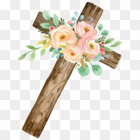 #watercolor #cross #flowers #floral #decorative #religion - Floral Cross Water Color, HD Png Download - cross png transparent