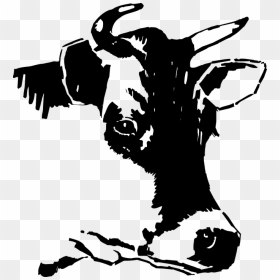 Cow Head Png Black And White, Transparent Png - cow head png