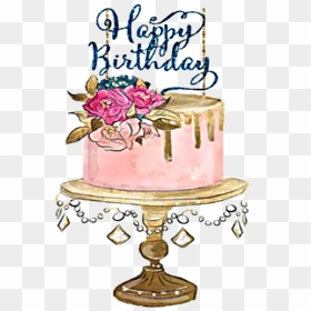 #watercolor #cake #birthday #happybirthday #png - Happy Birthday Watercolor Cake, Transparent Png - happy birthday png text