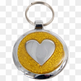Luxury Designer Dog Tag Glitter Yellow Gold Heart Shimmer - Keychain, HD Png Download - gold heart png