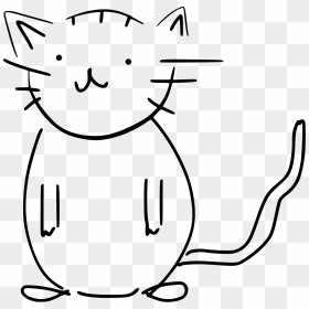 Cat Drawing Black And White, HD Png Download - white cat png