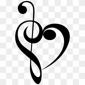 Music Notes Transparent Clipart Library - Treble And Bass Clef Heart, HD Png Download - music notes transparent png