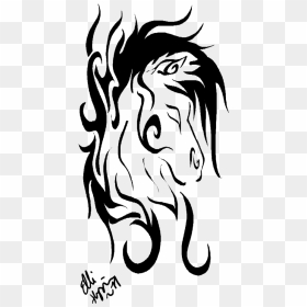Horse Tribal Tattoo By Greeneco94 On Clipart Library - Tattoo Line Horse, HD Png Download - tribal tattoo png