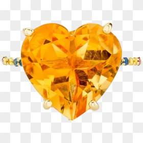 Gold Heart Ring Png Transparent Image - Diamond, Png Download - gold heart png