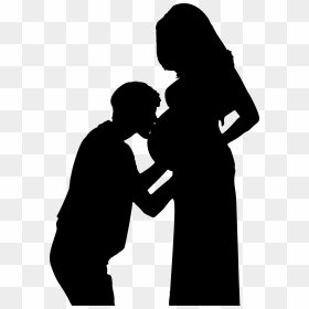 Pregnancy Wife Kiss Woman - Pregnant Couple Silhouette, HD Png Download - couple silhouette png