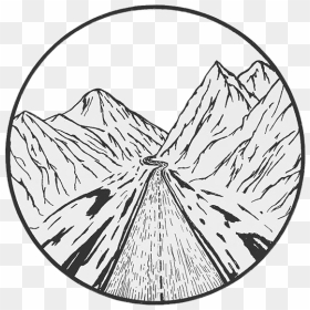 Mountain Boho Travel Indie Aesthetic Drawing Inkfreetoe - Aesthetic Black And White Drawing, HD Png Download - mountain outline png