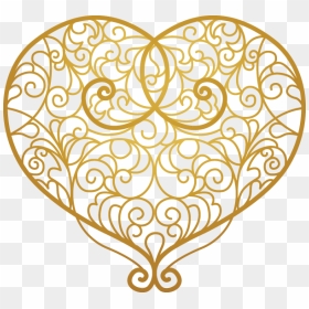 Gold Heart Outline, HD Png Download - gold heart png