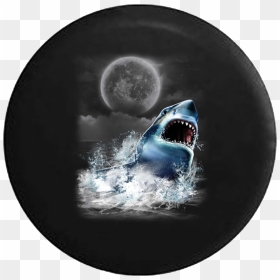Great White Shark Attack Jaws Teeth Ocean Full Moon - T-shirt, HD Png Download - jaws png