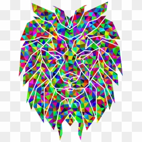 Prismatic Low Poly Polygonal Lion Face Clip Arts - รูป สิงโต แบบ เหลี่ยม, HD Png Download - lion face png