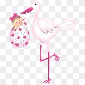 Stork Vector Flamingo Clipart Black And White Library - Stork And Baby Girl Clipart Hd, HD Png Download - black baby png