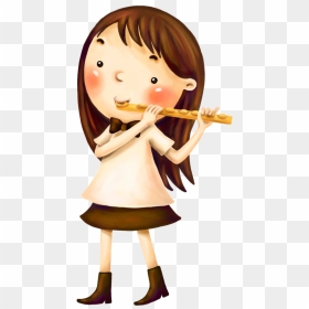 Flute Musical Instrument Child The Little Girl - รูป การ์ตูน เล่น ดนตรี, HD Png Download - flute png
