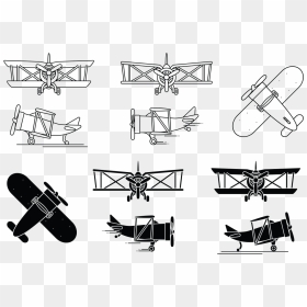 Biplane Icon Set - Biplane Icon, HD Png Download - banner vector black and white png