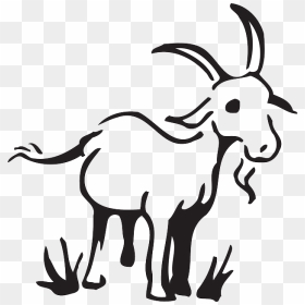 Outline, Barn, Farm, Grass, Goat, Art, Standing, Animal - Goat Drawing Clipart, HD Png Download - mountain outline png